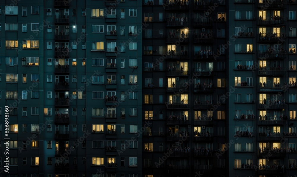 Windows of an apartment building in the evening Windows of an apartment building in the evening