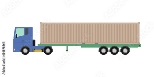 海上コンテナ40ftを輸送するトラック・セミトレーラーのベクターイラスト