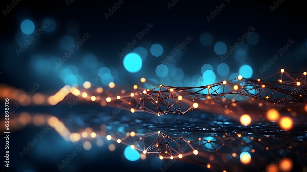 Abstract technology lines background with smart and futuristic, intelligent communication network concept of future connected technology, with Generative Ai - obrazy, fototapety, plakaty 