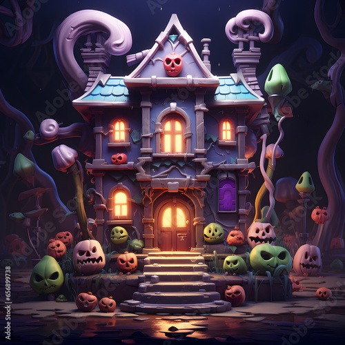Cartoon style. Halloween house
