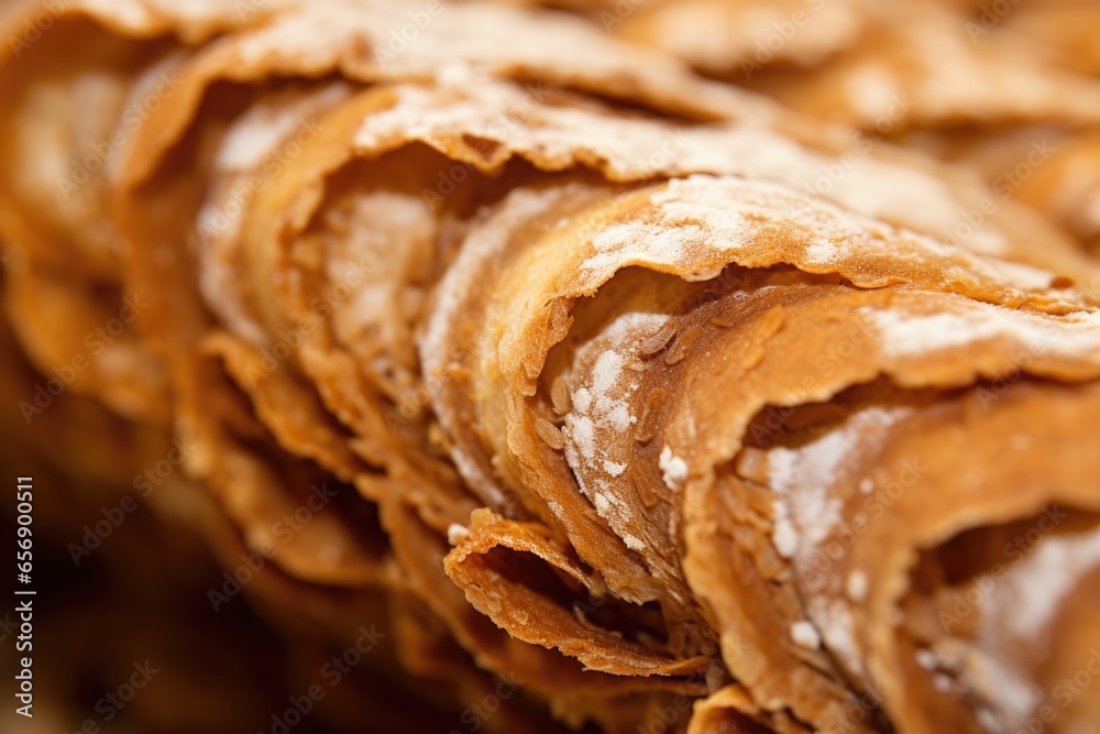 cannoli shell close-up, detail texture visible cannoli shell close-up, detail texture visible