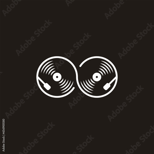 vector music logo forming two vinyls with infinity concept idea