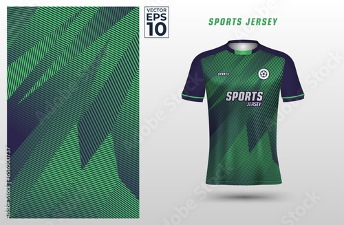 T-shirt sport jersey design template with gradient geometric line stripes background. Sport uniform in front view. Shirt mock up for sport club. Vector Illustration
