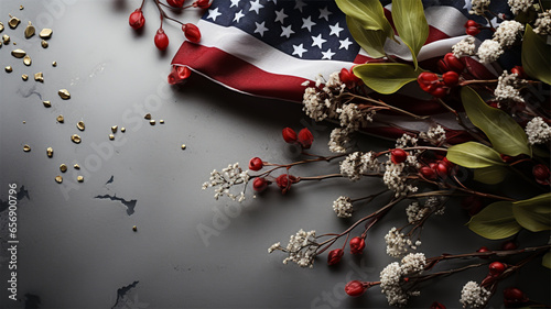 American Flag and tubine blades for Memorial Day or 4th of July.  Ai generated photo