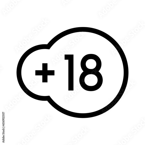 Prohibited under 18 symbol. Over 18 years old. Simple line sign icon vector