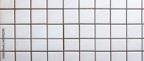 White ceramic tile wall pattern and seamless background for interior and exterior decoration.