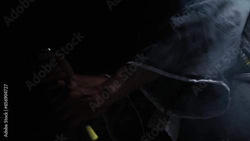 Samurai warrior gripping the sword