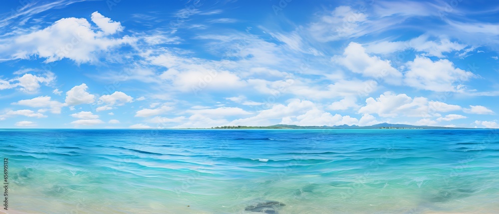 Wide horizon of tropical beach: a sky and sea panorama for relaxation and inspiration