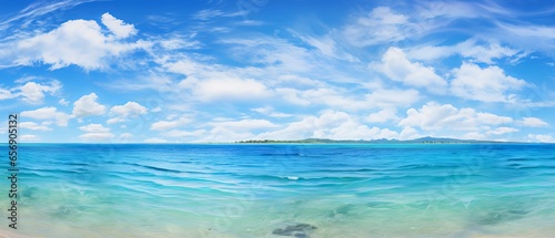 Wide horizon of tropical beach: a sky and sea panorama for relaxation and inspiration