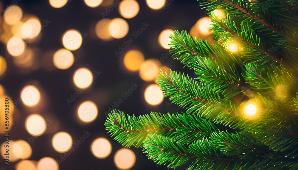 Christmas tree decorated with Christmas lights and an out of focus background with lights Christmas tree decorated with Christmas lights and an out of focus background with lights