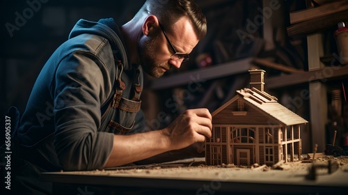 young craftsman building a house ai generated