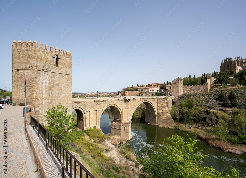 Toledo, Spain - April 9, 2023: San Martin Bridge