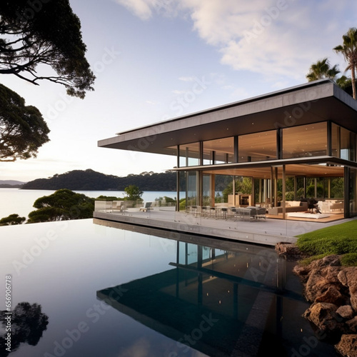 Minimalist villa overlooking the bay of islands © Adam
