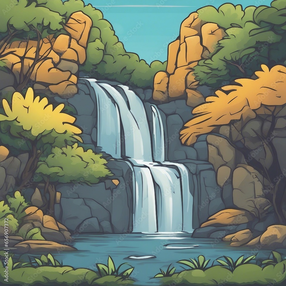 waterfall scenery illustration background