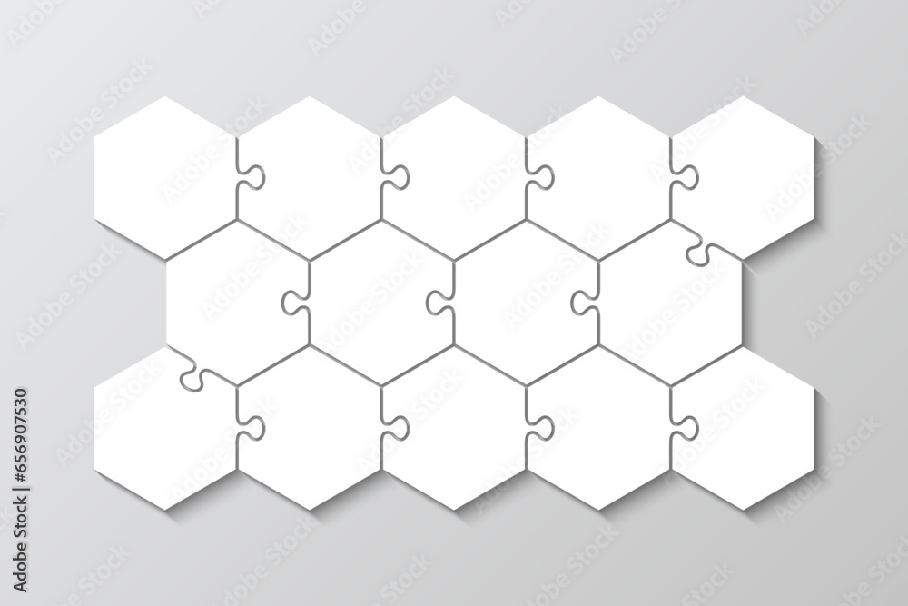 Jigsaw puzzle infographics with 15 pieces, steps, parts of process diagram. Business presentation info graphic. Hexagon business pyramid infographic. Puzzle hexagonal grid. Vector illustration Jigsaw puzzle infographics with 15 pieces, steps, parts of process diagram. Business presentation info graphic. Hexagon business pyramid infographic. Puzzle hexagonal grid. Vector illustration