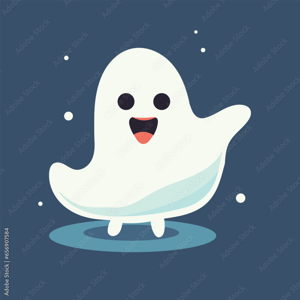 Vector cute halloween ghost flat character Vector cute halloween ghost flat character