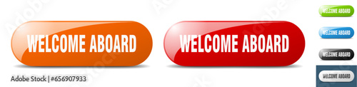 welcome aboard button. key. sign. push button set