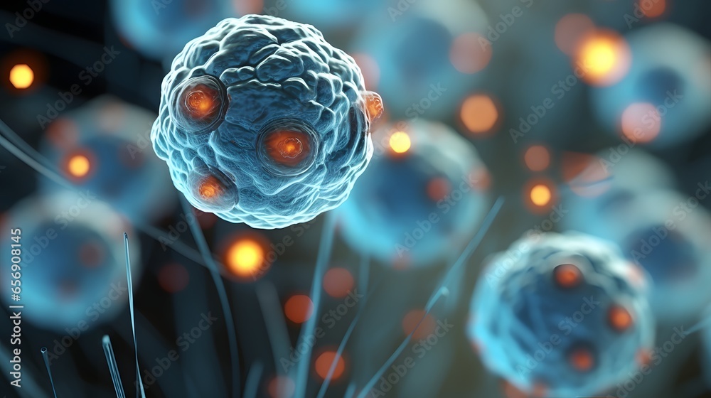 Cellular Therapy and Regeneration, microscope of cell, Embryonic stem ...