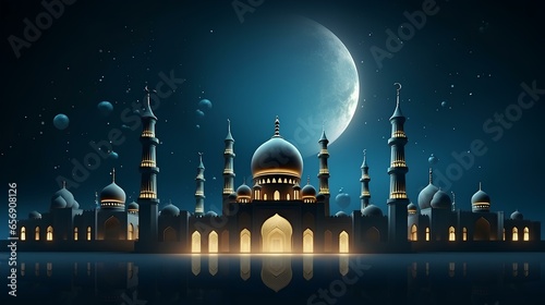 ramadan banner concept design with mosque empty space ai generated  © Ilham