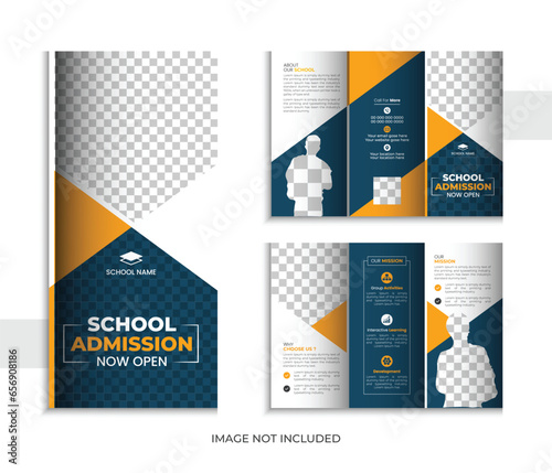 School admission trifold brochure design, back to school creative modern trifold brochure design template. College education brochure template fully editable.