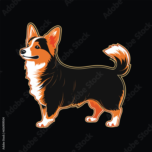 Cartoon corgi walking dog puppy cartoon dog sticker
