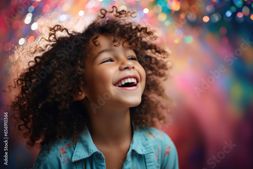 Child Expressing Pure Joy Against a Rainbow Gradient Background - Studio Shot - Spectum of Happiness - AI Generated