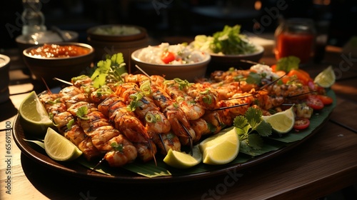 A platter of assorted sushi rolls with a side of soy sauce.