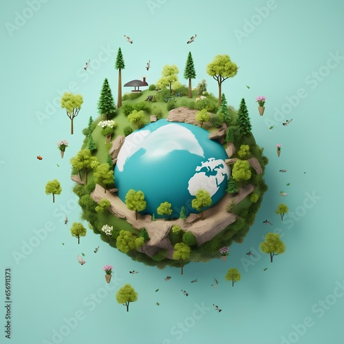 happy earth day background, green environment, social media post with empty space ai generated