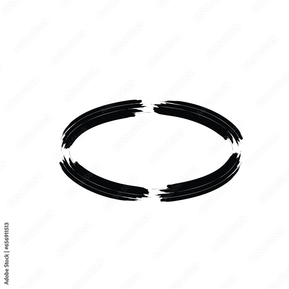 Naklejka premium Abstract Horizontal Oval Grunge Shape Hand Drawn rounded shape