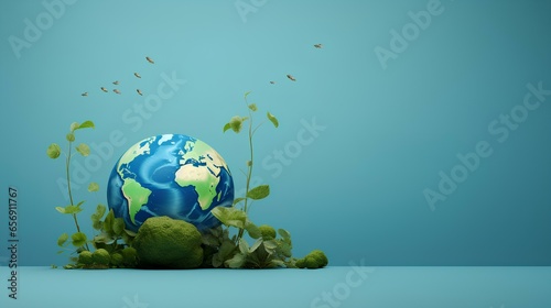 happy earth day background, green environment, social media post with empty space ai generated