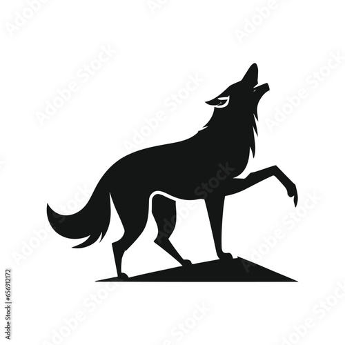 black wolf howling vector silhouette