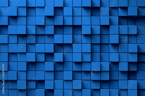 Abstract background with stack of blue cubes or boxes. 3D render.