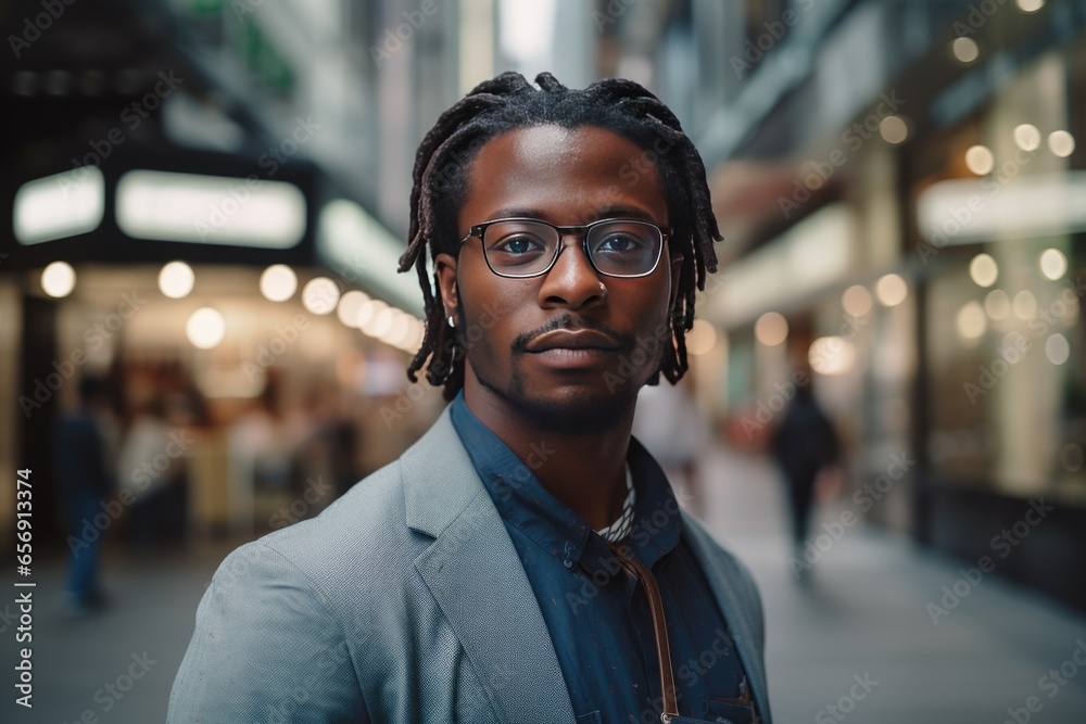 African-American businessman in stylish clothes on the street. African-American businessman in stylish clothes on the street.