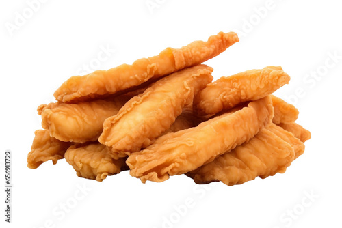 Crunchy Chicken strips Bites Isolated on Transparent Background.