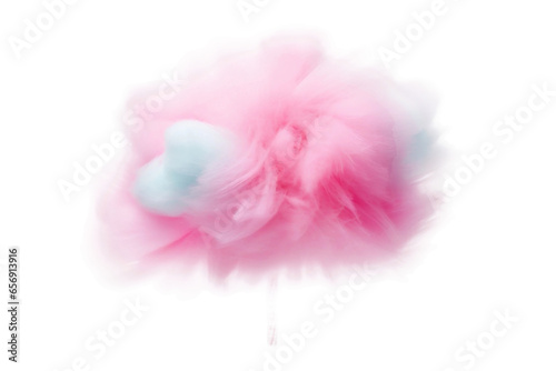 Fluffy Cotton Candy Isolated on Transparent Background.