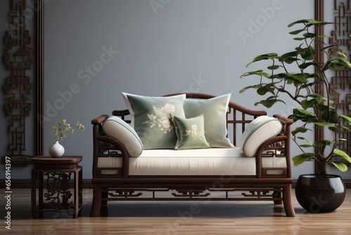 Asian style single sofa in living room by Zen Chinese
