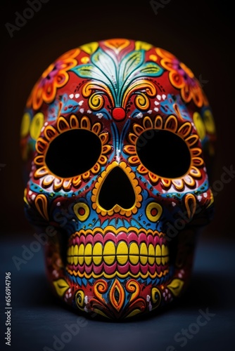 Halloween or day of the dead concept. Accessory in the form of a coloring human skull.