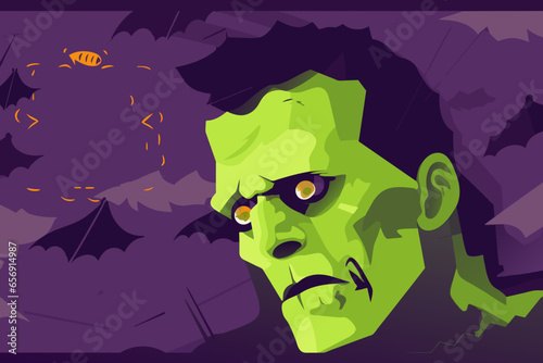 A vector illustration of Frankenstein with copy space, perfect for a Halloween poster. 