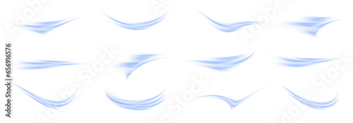 Luminous blue lines of speed. Light glowing effect . Abstract motion lines. White background isolated Light trail wave, fire path trace line, car lights, optic fiber and incandescence curve twirl.	