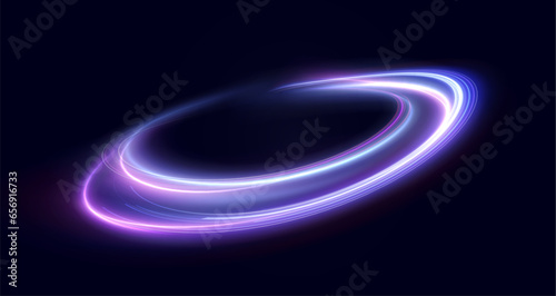 Luminous blue lines png of speed. Light glowing effect png. Abstract motion lines. Light trail wave, fire path trace line, car lights, optic fiber and incandescence curve twirl	
