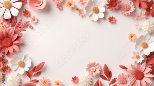 Paper flower decor on background. Abstract copy space concept.