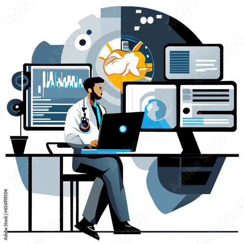 businessman with laptop business people in office  rson working on laptop in library person working on computer back to school children student student studying at home vector illustration photo