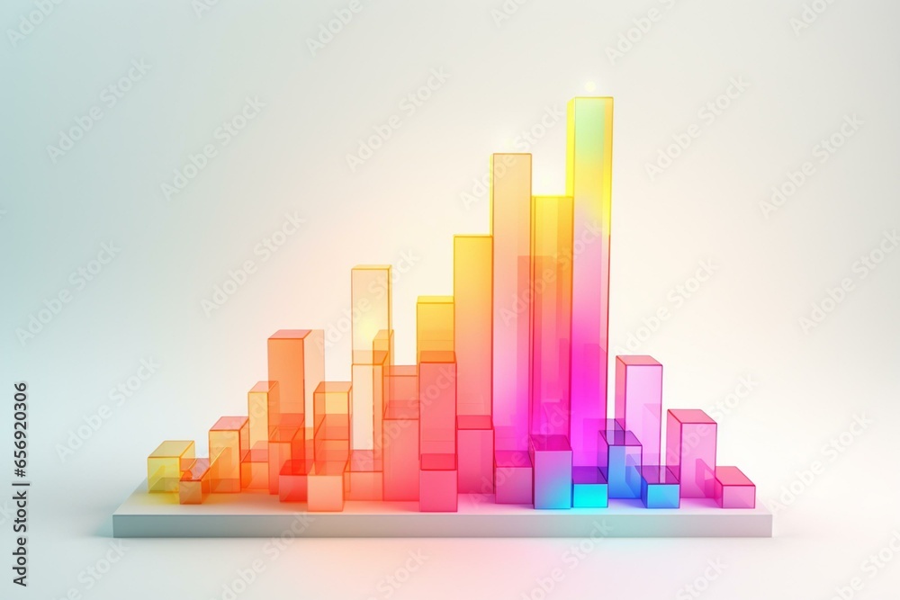 Colorful 3D graph illustration on light background. Represents sustainable business, ecological development, or big data. Information visualization. Generative AI