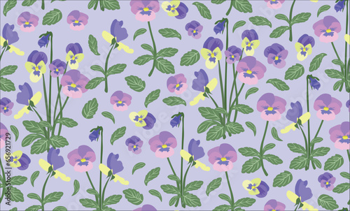 flowers violet pansies pattern