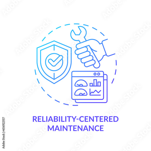 2D gradient icon reliability centered maintenance concept, isolated vector, predictive maintenance thin line illustration.