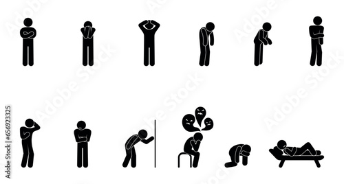 sad, confused people illustration, depression icon
