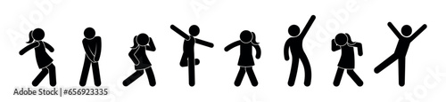 dancing people, dance icons set