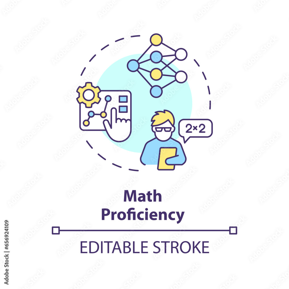 2D editable multicolor math proficiency icon, simple isolated vector ...