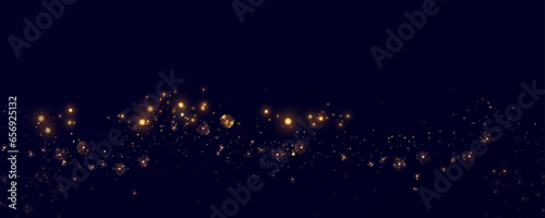 Gold sparks and golden stars glitter special light effect. Vector sparkles on transparent background. Christmas abstract. dust  © kulinskaia