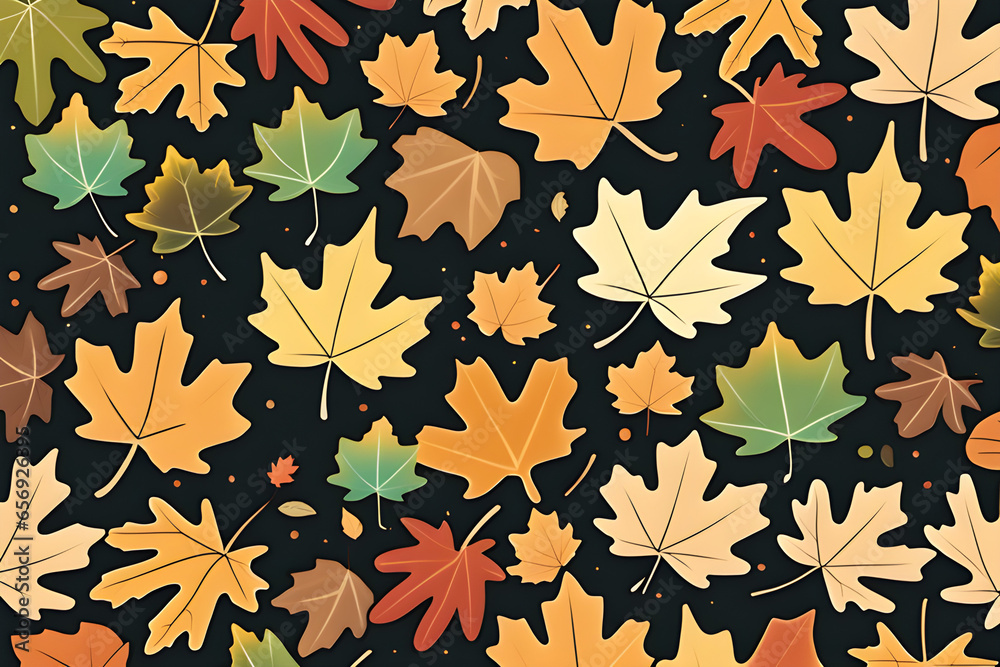 autumn leaves seamless pattern Generative AI autumn leaves seamless pattern Generative AI
